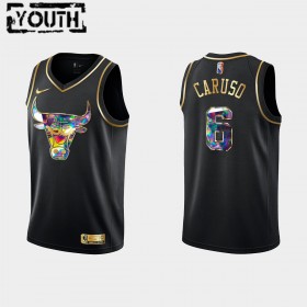Chicago Bulls Alex Caruso 6 Nike 2021-22 Musta Golden Edition 75th Anniversary Diamond Lasten Pelipaidat Swingman